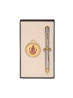 Cross - Coventry Chrome Medalist Ball Point Pen with Aarya KT Laxmi Coin