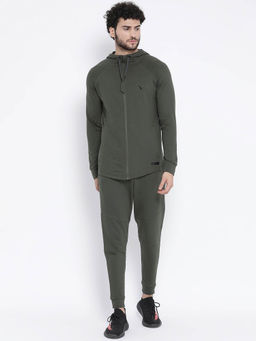 INVINCIBLE - Olive Men Athleisure Slim Fit Luxury Tracksuit (Set of 2)