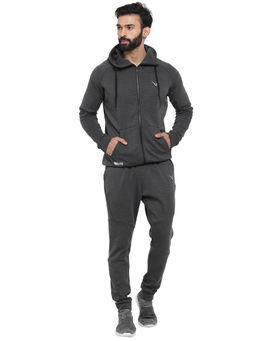 INVINCIBLE - Grey Men Athleisure Tech Fleece Premium Tracksuit (Set of 2)