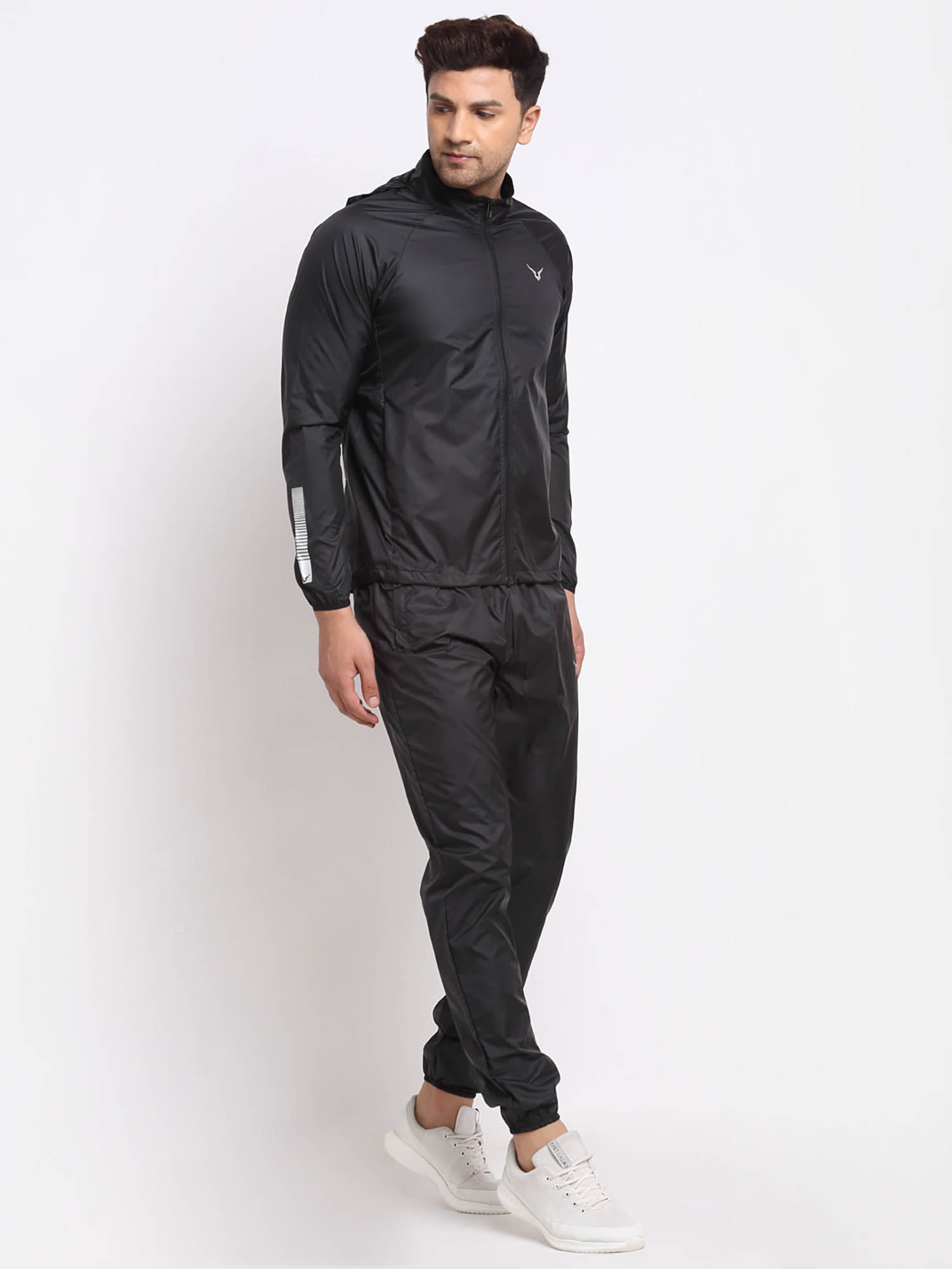 Buy INVINCIBLE Black Men Wind Runner Outdoor Tracksuit (Set of 2