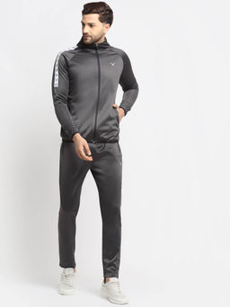 INVINCIBLE - Grey Men Poly Classic Warm Up Tracksuit (Set of 2)