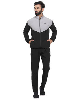 INVINCIBLE - Black Grey Men Light Weight Lounge Tracksuit (Set of 2)