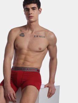 U.S. POLO ASSN. - Men Red I101 Mid-waist Solid Cotton Spandex Trunks