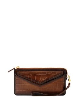 Eske - Dark Brown Color Textured Zip Wallet for Women