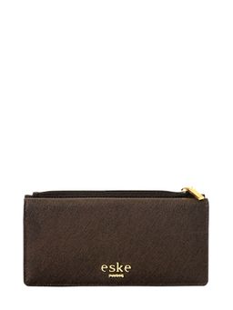 Eske - Dark Brown Color Textured Two Fold Wallet for Women