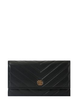 Eske - Black Color Textured Two Fold Wallet for Women