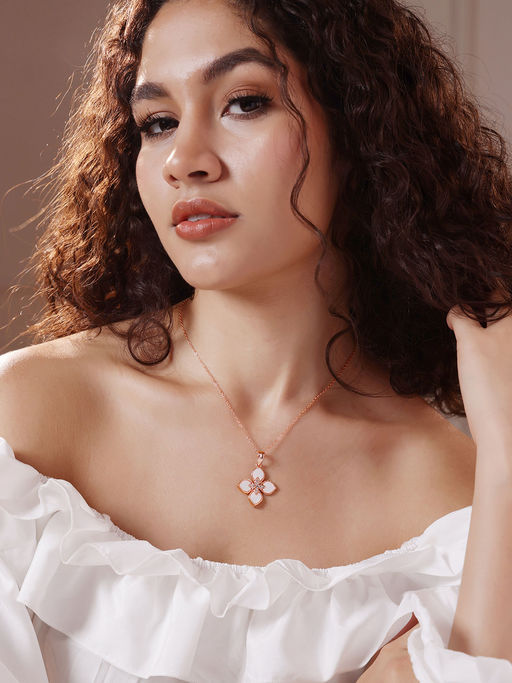 Vogue Panash Rose Gold-Plated Contemporary Pendants with Chain