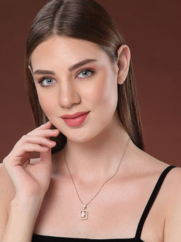 Vogue Panash - Cubic Zirconia Studded Solitaire Pendant with Chain