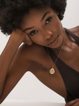 House of Seven - Dual Tone Plated Zodiac Sign Leo Pendant With Rolo Chain