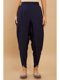 Soch - Women Navy Blue Rayon Solid Dhoti Pant