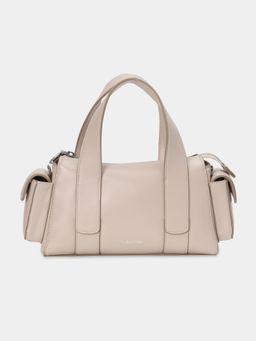 Calvin Klein - Logo Beige Polyurethane Handbag with Detachable Strap