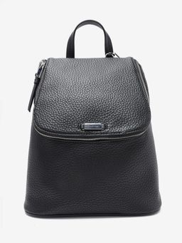 Calvin Klein - Solid Black Pu Backpack with Pouch