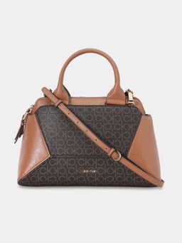 Calvin Klein - Logo Brown Pu Handbag with Detachable Strap