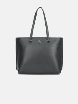 Tommy Hilfiger - Solid Black Polyurethane Tote Bag
