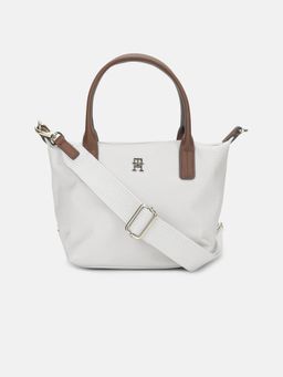 Tommy Hilfiger - Solid Off-White Nylon Handbag with Detachable Strap