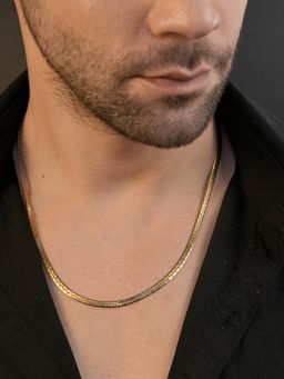 AANURA - Men 18K Gold Plated Textured Chain Anti-Tarnish Waterproof Chain