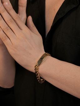AANURA - Men 18K Gold Plated Anti Tarnish Waterproof Id Plate Bracelet