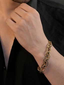 AANURA - Men 18K Gold Plated Anti Tarnish Waterproof Oval Bracelet
