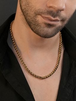 AANURA - Men 18K Gold Plated Rounded Link Anti-Tarnish Waterproof Chain