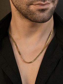 AANURA - Men 18K Gold Plated Sleek Weave Anti-Tarnish Waterproof Chain