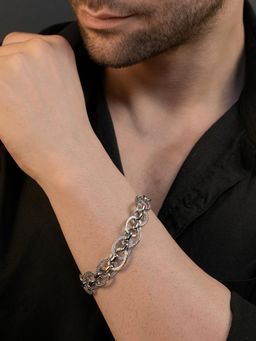 AANURA - Men Rhodium Plating Anti Tarnish Waterproof Oval Bracelet
