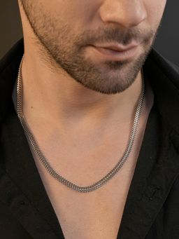 AANURA - Men Rhodium Plated Cuban Link Anti-Tarnish Waterproof Chai