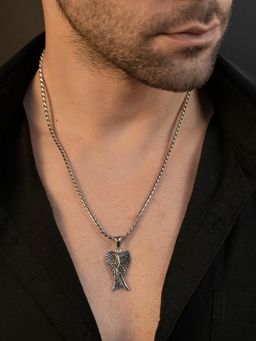 AANURA - Men Rhodium Plating Anti Tarnish Waterproof Leaf Necklace