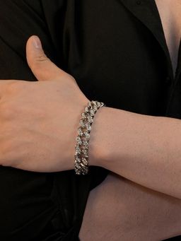 AANURA - Men Rhodium Plating White Stone Anti Tarnish Waterproof Pave Bracelet