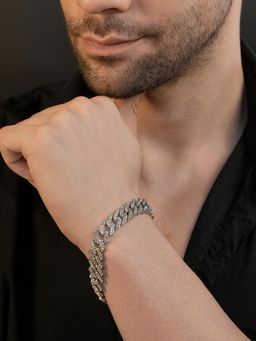 AANURA - Men Rhodium Plating White Stone Anti Tarnish Waterproof Wing Bracelet