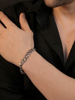 AANURA - Men Rhodium Plating Anti Tarnish Waterproof C-Link Bracelet