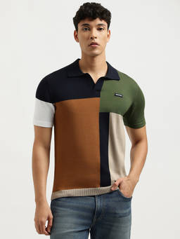 United Colors of Benetton - Men Multi-Color Regular Fit Colorblock Polo T-shirt