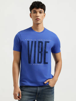 United Colors of Benetton - Men Blue Regular Fit Crew Neck Typography T-shirt
