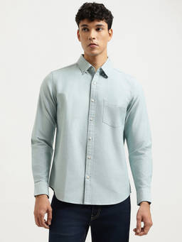 United Colors of Benetton - Men Sea Green Regular Fit Button Down Solid Shirt