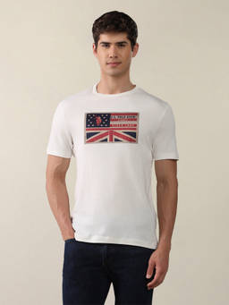 U.S. Polo Assn. Denim Co. - Men Off White Graphic Printed Slim Fit T-shirt