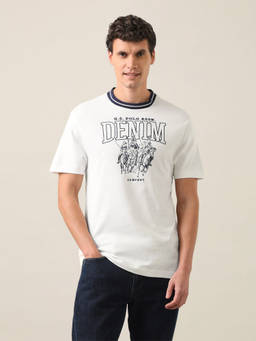 U.S. Polo Assn. Denim Co. - Men White Graphic Brand Printed Regular Fit T-shirt