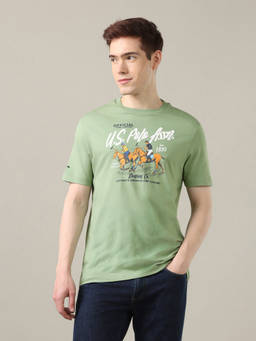 U.S. Polo Assn. Denim Co. - Men Green Graphic Brand Printed T-shirt