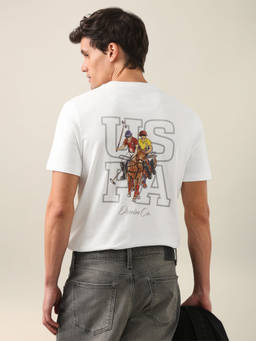 U.S. Polo Assn. Denim Co. - Men White Graphic Brand Printed T-shirt