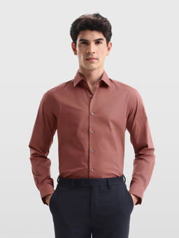 Arrow - Men Rust Solid Manhattan Slim Fit Shirt