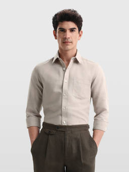 Arrow Sports - Men Beige Solid Chelsea Slim Fit Shirt