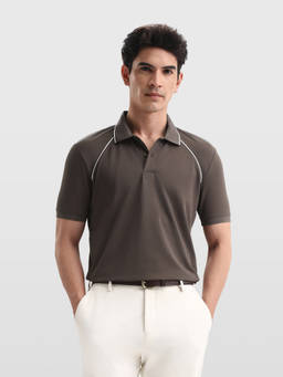 Arrow Sports - Men Brown Solid Regular Fit Polo T-shirt