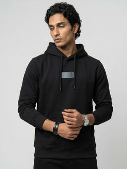 Spykar - Men Black Solid Regular Fit Hoodie