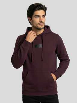 Spykar - Men Maroon Solid Regular Fit Hoodie