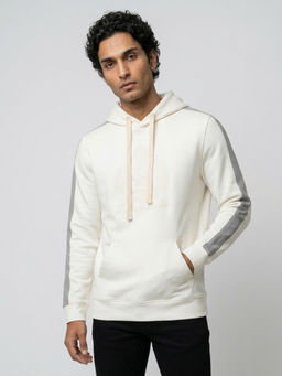 Spykar - Men White Embroidered Regular Fit Hoodie