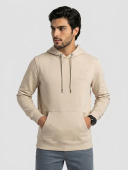 Spykar - Men Beige Regular Fit Typography Hoodie