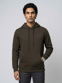 Spykar - Men Brown Regular Fit Typography Hoodie