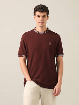 U.S. Polo Assn. Denim Co. - Men Brown Solid Regular Fit T-shirt