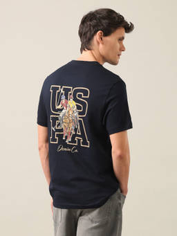 U.S. Polo Assn. Denim Co. - Men Navy Blue Graphic Printed T-shirt