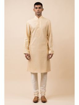TASVA - Beige Textured Kurta and Churidar Set