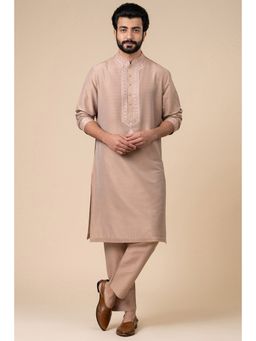 TASVA - Pink Kurta and Aligarhi Set with Embroidered Collar and Placket