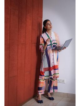 House of Surkh - Multicolour Cotton Kurta with Palazzo (Set of 2)